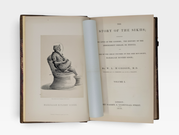 William Lewis M’Gregor, The History of the Sikhs, first edition, London 1846, complete two-volume set with lithographic portraits and folding maps.