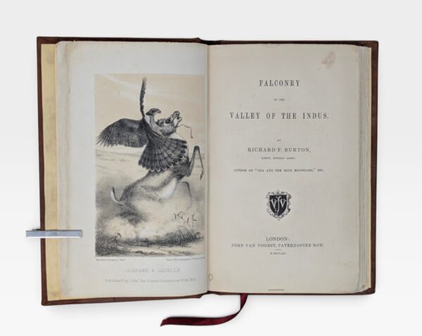 Richard Francis Burton’s Falconry in the Valley of the Indus, first edition 1852, with four tinted lithographic plates.